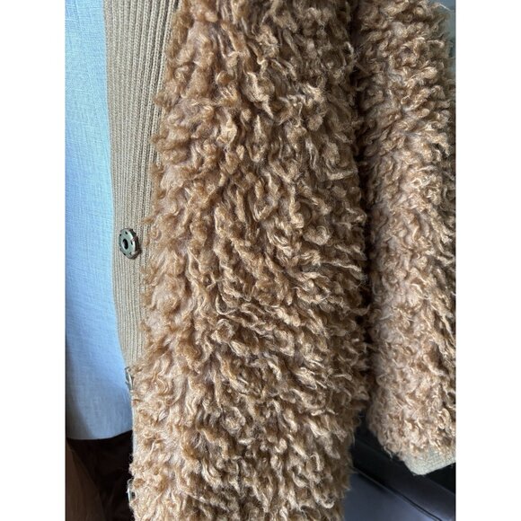 FREE PEOPLE Long Faux Mongolian Fur Cardigan Sweater Coat Coatigan Size S Shag - Picture 9 of 16